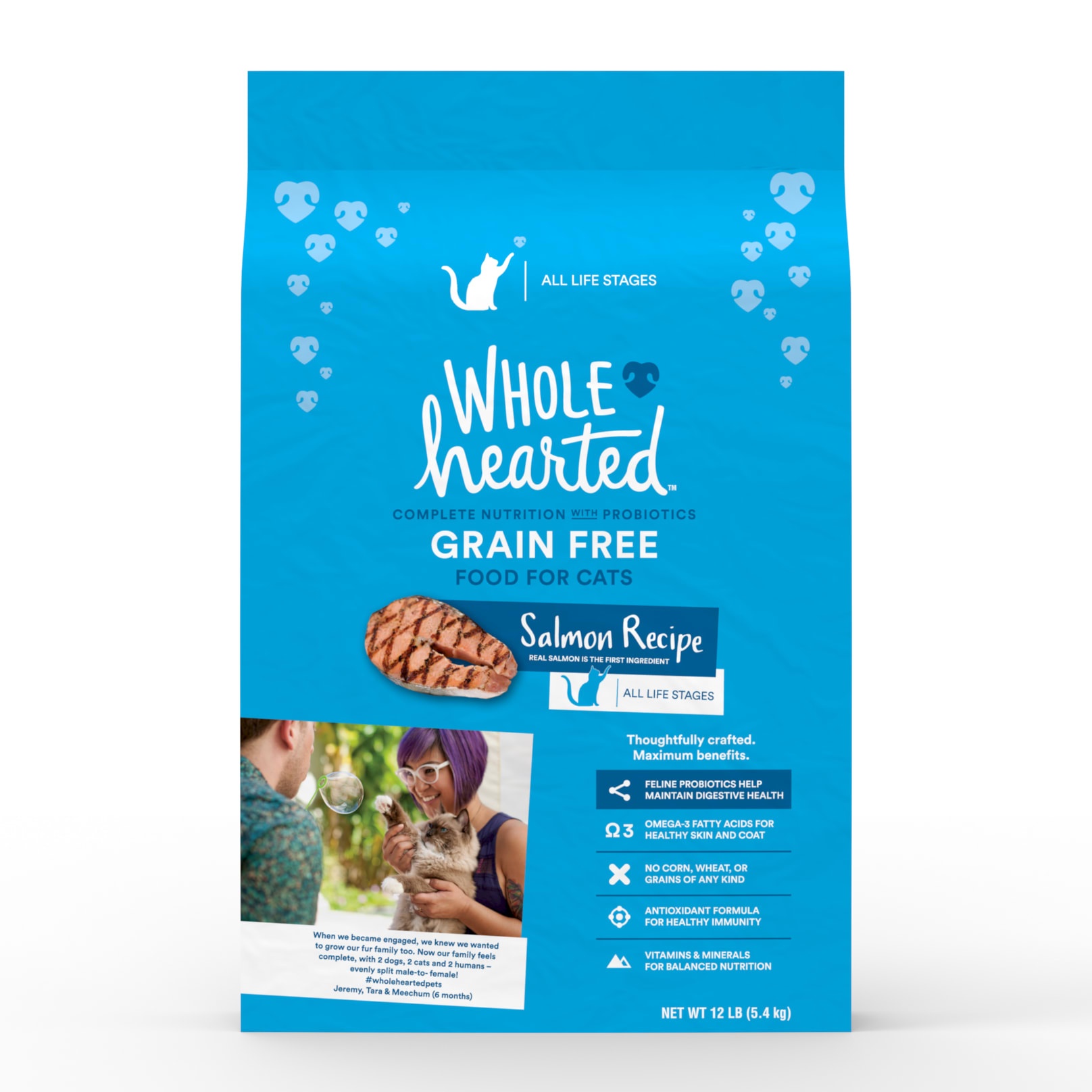 slide 1 of 1, WholeHearted Grain Free Salmon Formula Dry Cat Food, 12 lb