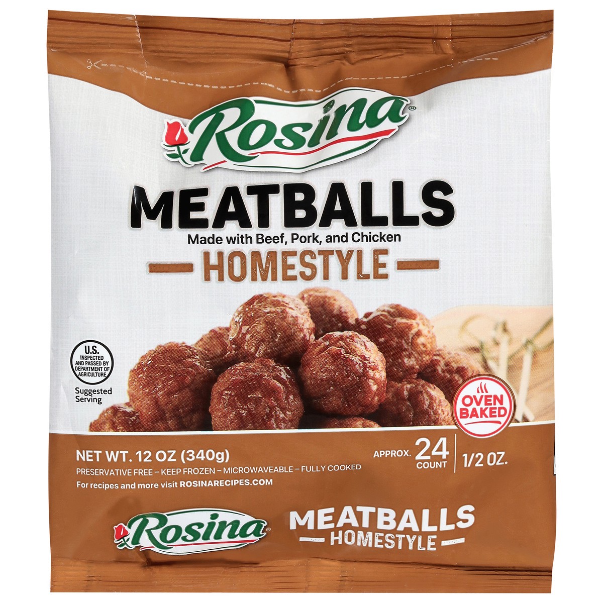 slide 1 of 13, Rosina Homestyle Meatballs 12 oz, 12 oz