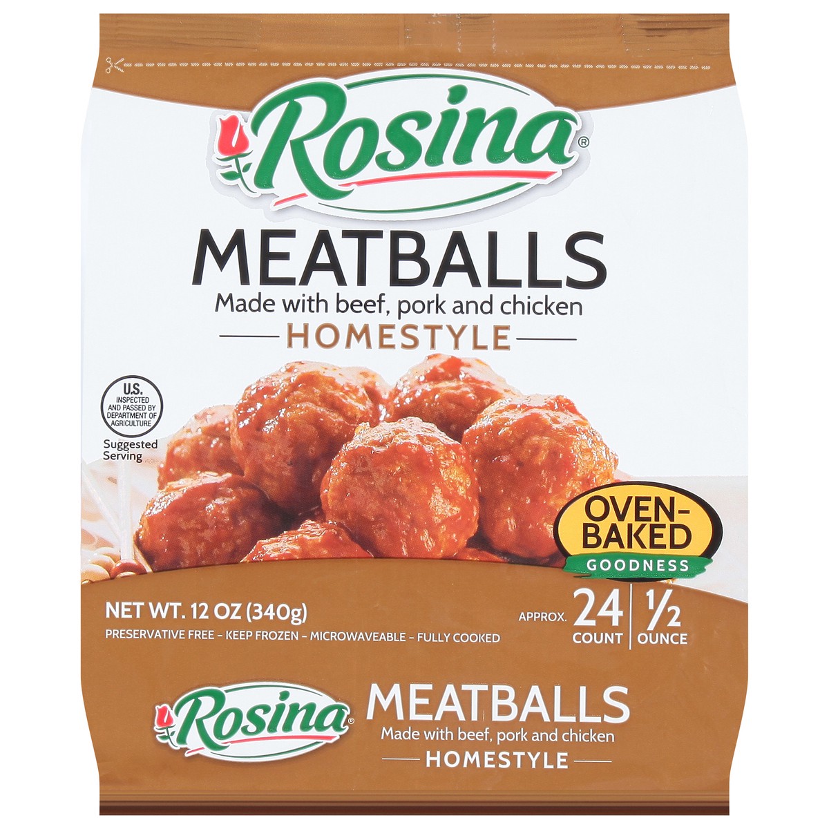 slide 1 of 13, Rosina Homestyle Meatballs 12 oz, 12 oz