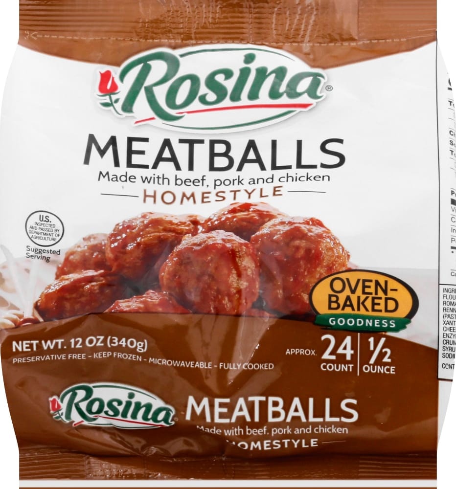 slide 1 of 1, Rosina Homestyle Meatballs With Beef Pork Chicken, 12 oz