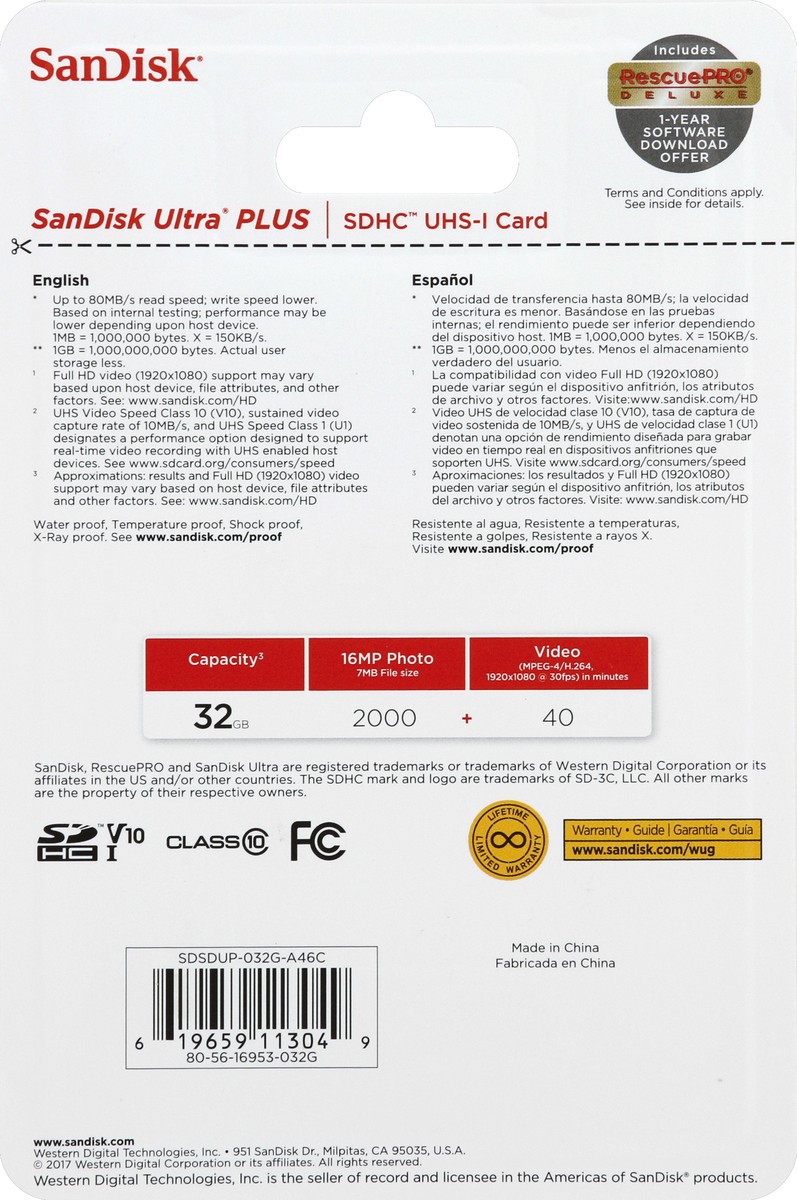 slide 2 of 6, SanDisk Ultra Plus 32 GB Card, 1 ea