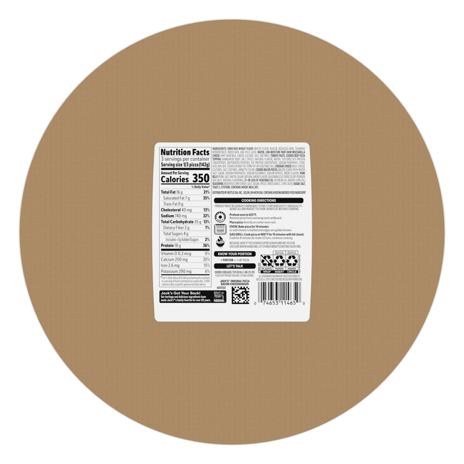 slide 3 of 8, Jack's Jack’s Original Thin Bacon Cheeseburger Pizza, Thin Crust, Cheese Pizza, Frozen, 15 oz