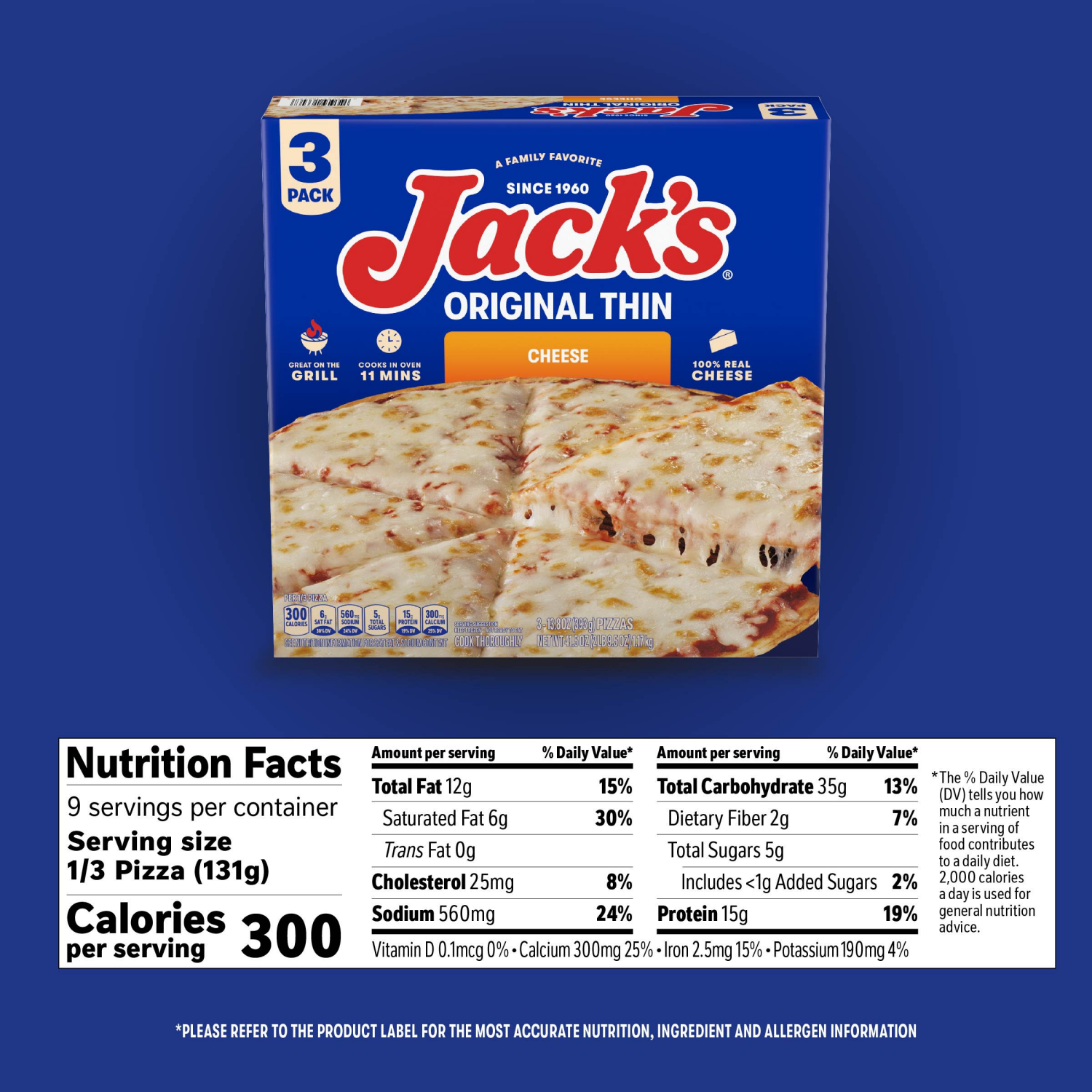 slide 5 of 8, Jack's Original Thin Crust Cheese Frozen Pizza (Pack of 3) 41.588 oz., 3 ct