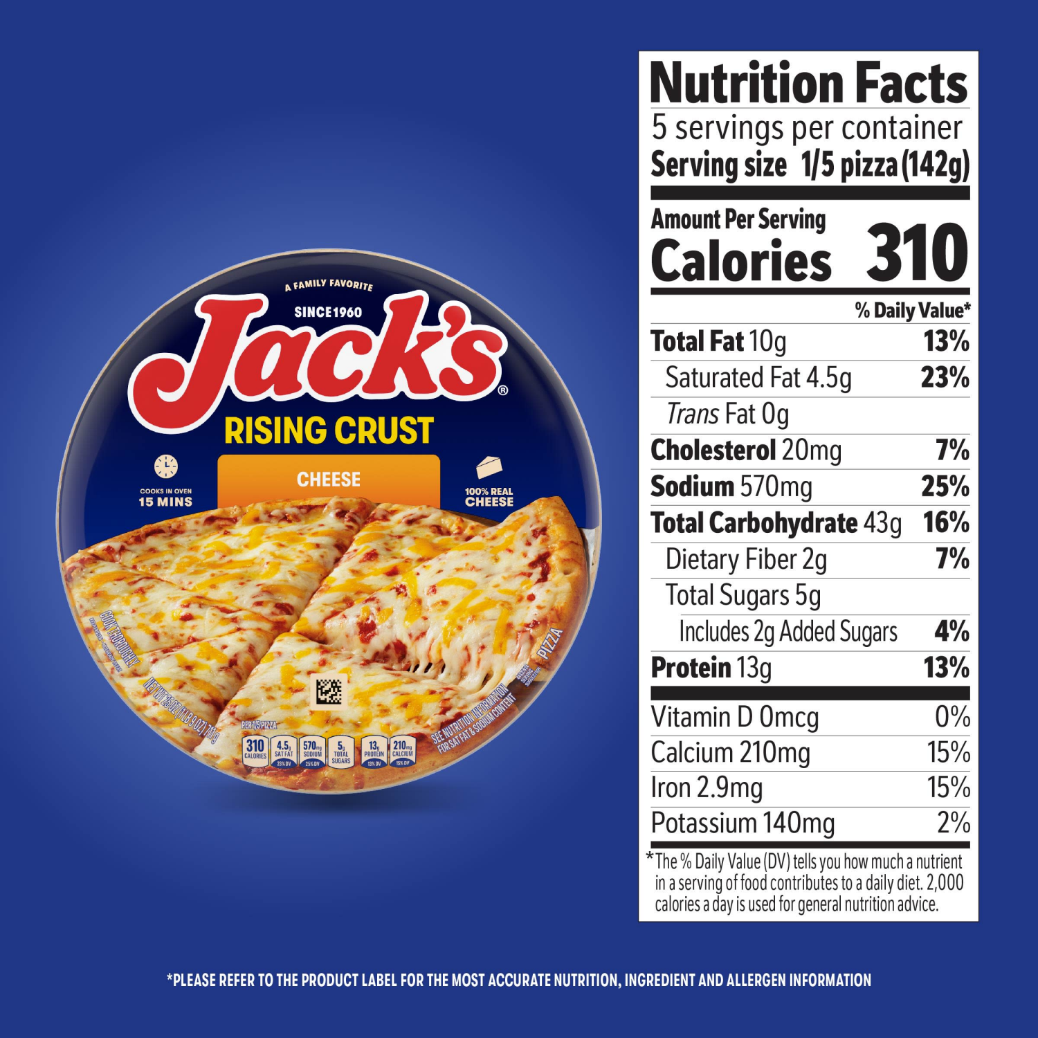 slide 2 of 8, Jack's Rising Crust Cheese Frozen Pizza 25 oz., 25 oz
