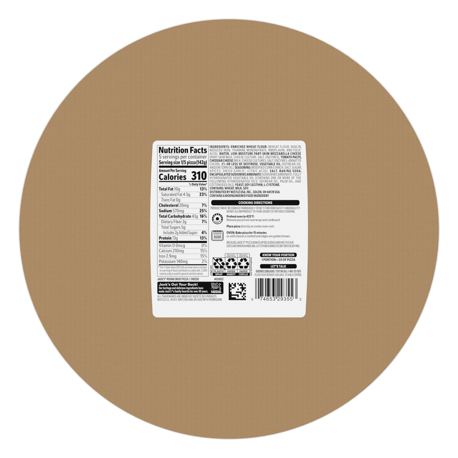 slide 3 of 8, Jack's Rising Crust Cheese Frozen Pizza 25 oz., 25 oz