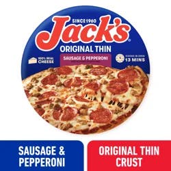 Jack's Original Thin Crust Sausage and Pepperoni Frozen Pizza 15 oz.