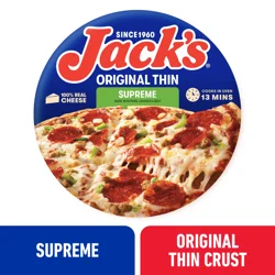Jack's Original Thin Supreme Pizza, Pepperoni, Sausage, Onion Pizza, Frozen