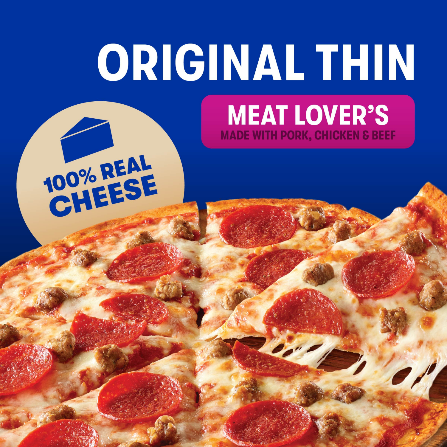 slide 6 of 8, Jack's Jack’s Frozen Pizza, Original Thin Crust Meat Lover’s Pizza, Beef, Sausage, Pepperoni Pizza, 12in,14.4oz (Frozen), 14.4 oz