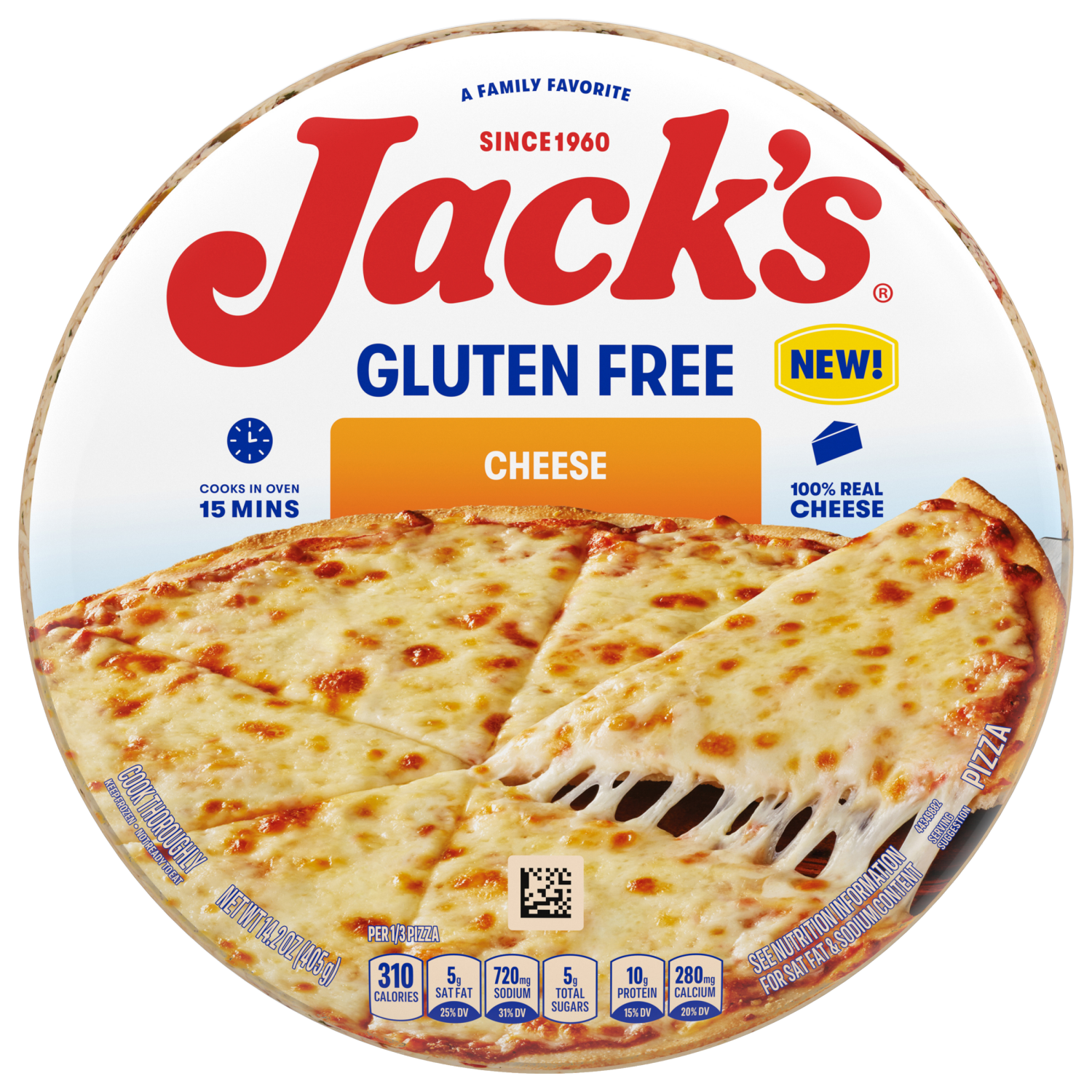 slide 1 of 4, Jack's Frozen Pizza, Gluten Free Crust Cheese Pizza, 12in, 14.2oz (Frozen), 14.2 oz