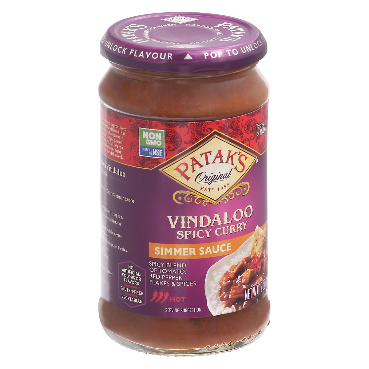 slide 5 of 9, Patak's Spicy Vindaloo Simmer Sauce 15 oz, 15 oz