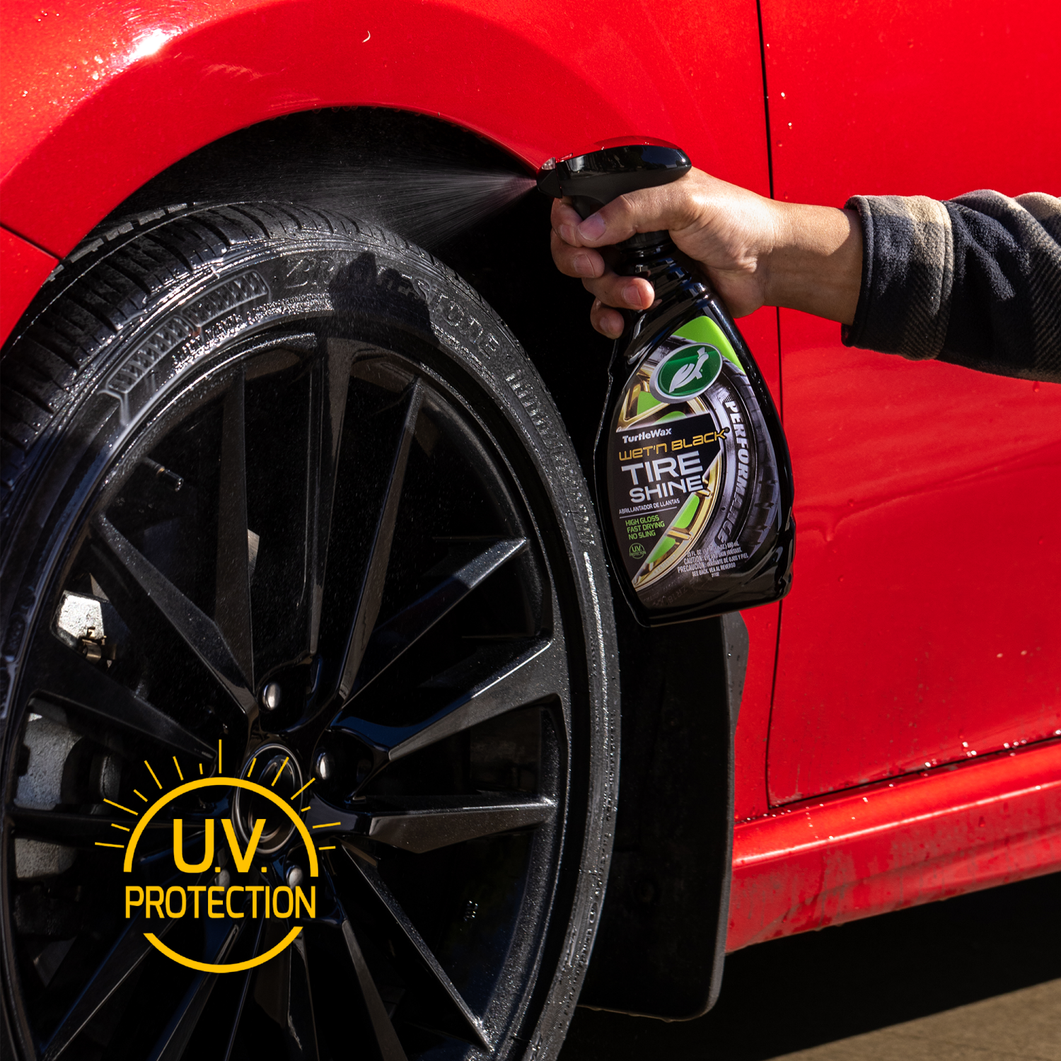 slide 3 of 7, Turtle Wax Wet and Black Tire Shine, 23 oz