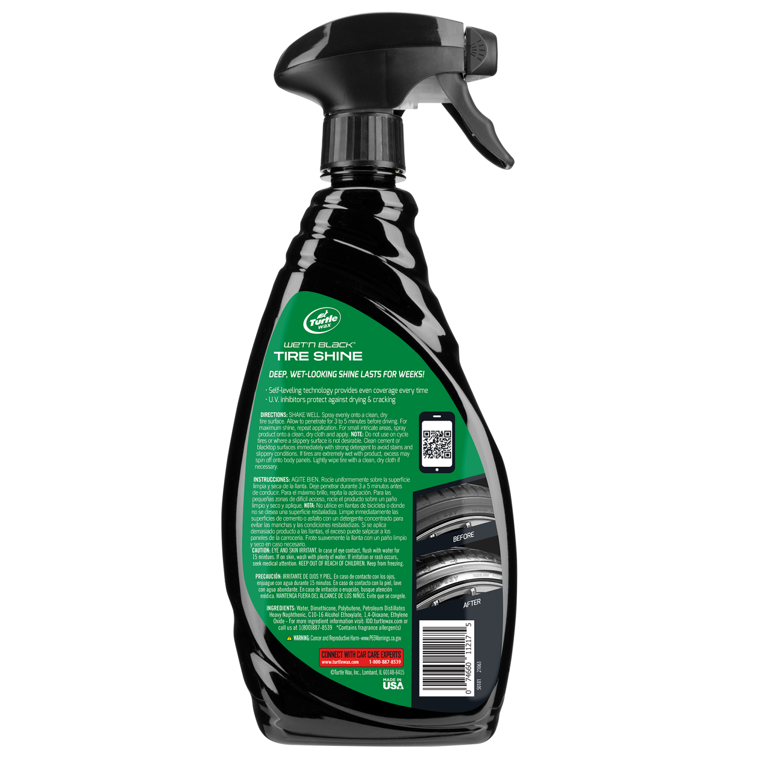 slide 5 of 7, Turtle Wax Wet and Black Tire Shine, 23 oz