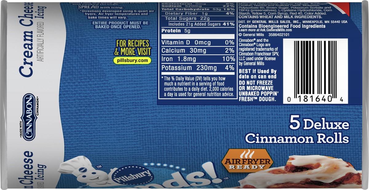 slide 7 of 14, Pillsbury Flaky Grands! Cinnamon Rolls with Cinnabon Cinnamon and Cream Cheese Icing, Refrigerated Canned Pastry Dough, 5 ct, 17.5 oz, 5 ct