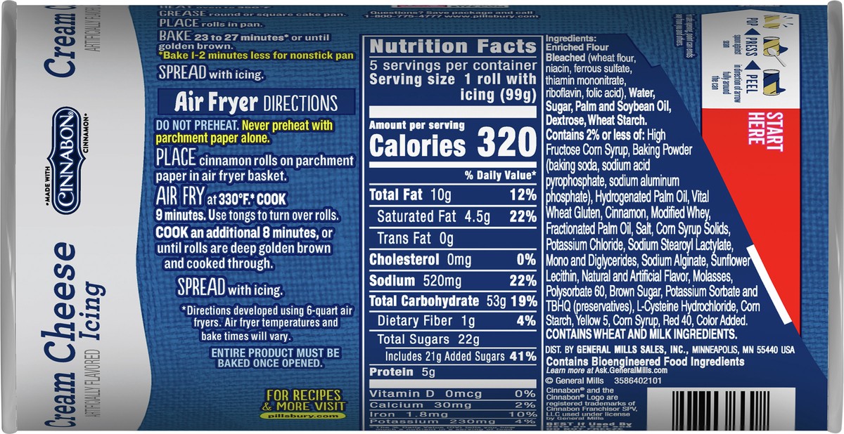 slide 8 of 14, Pillsbury Flaky Grands! Cinnamon Rolls with Cinnabon Cinnamon and Cream Cheese Icing, Refrigerated Canned Pastry Dough, 5 ct, 17.5 oz, 5 ct
