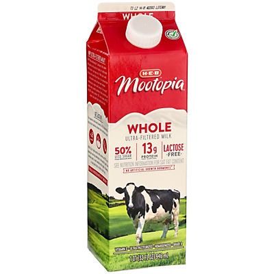 slide 1 of 1, H-E-B MooTopia Lactose Free Whole Milk, 1 qt