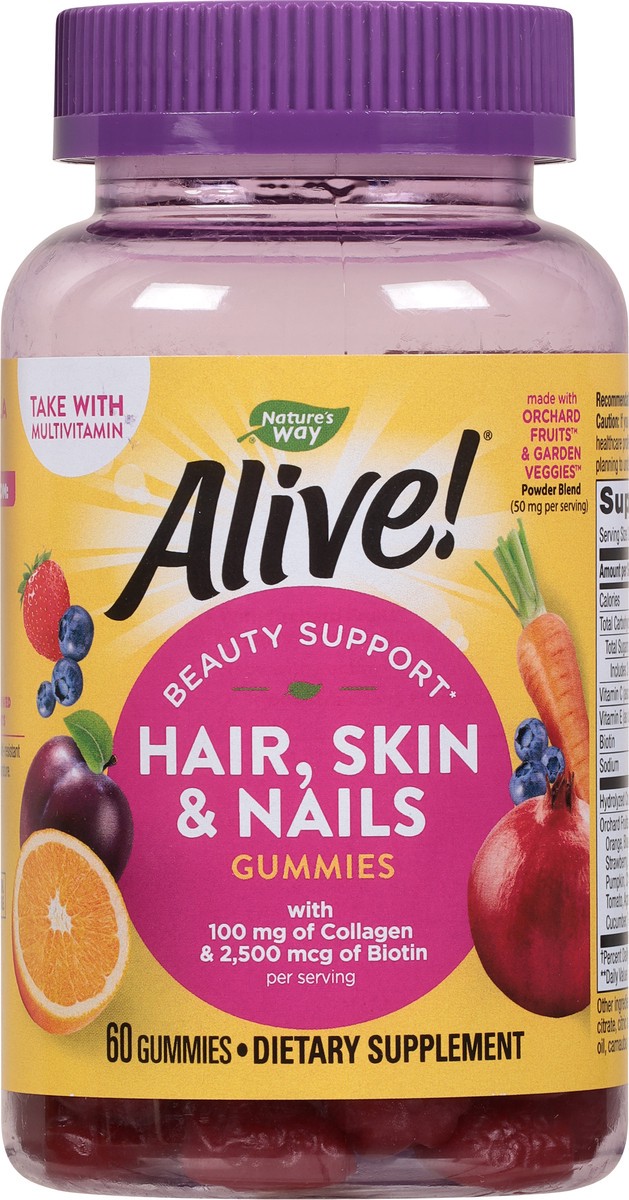 slide 3 of 9, Nature's Way Alive Hair, Skin & Nails Gummy, 60 ct