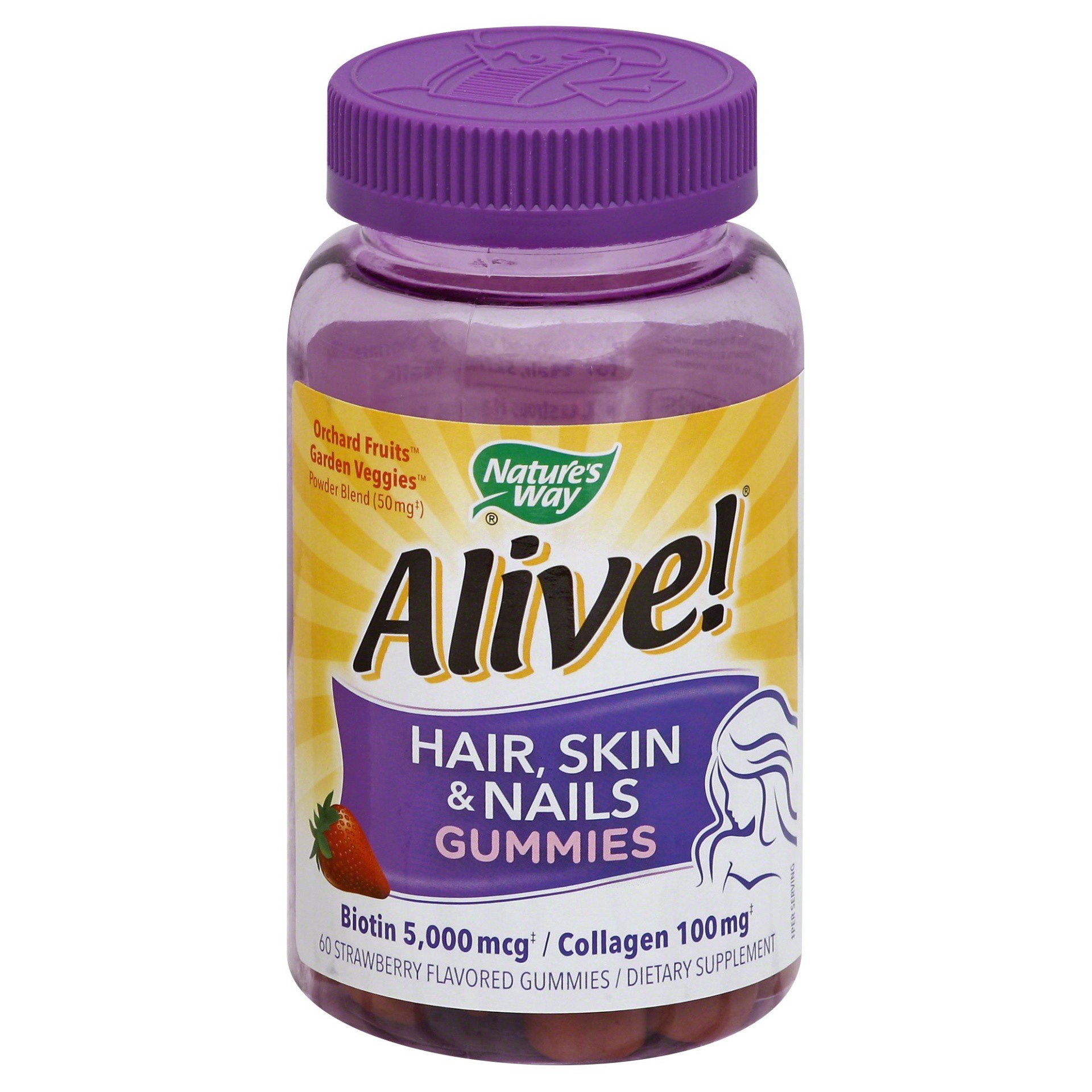 slide 1 of 9, Nature's Way Alive Hair, Skin & Nails Gummy, 60 ct