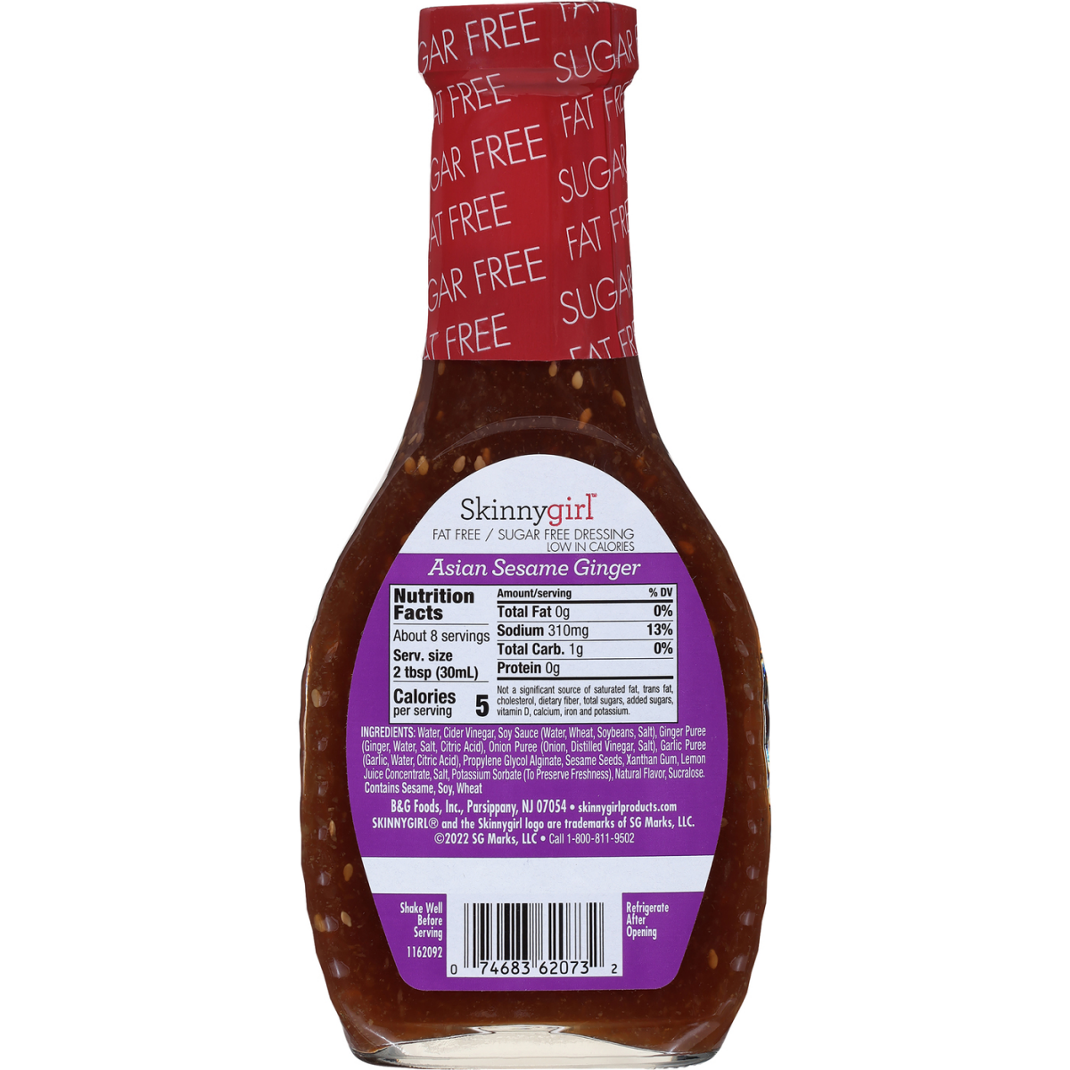 slide 2 of 2, Skinnygirl Fat-Free| Sugar-Free Asian Sesame Ginger Salad Dressing- 8 fl oz, 8 fl oz