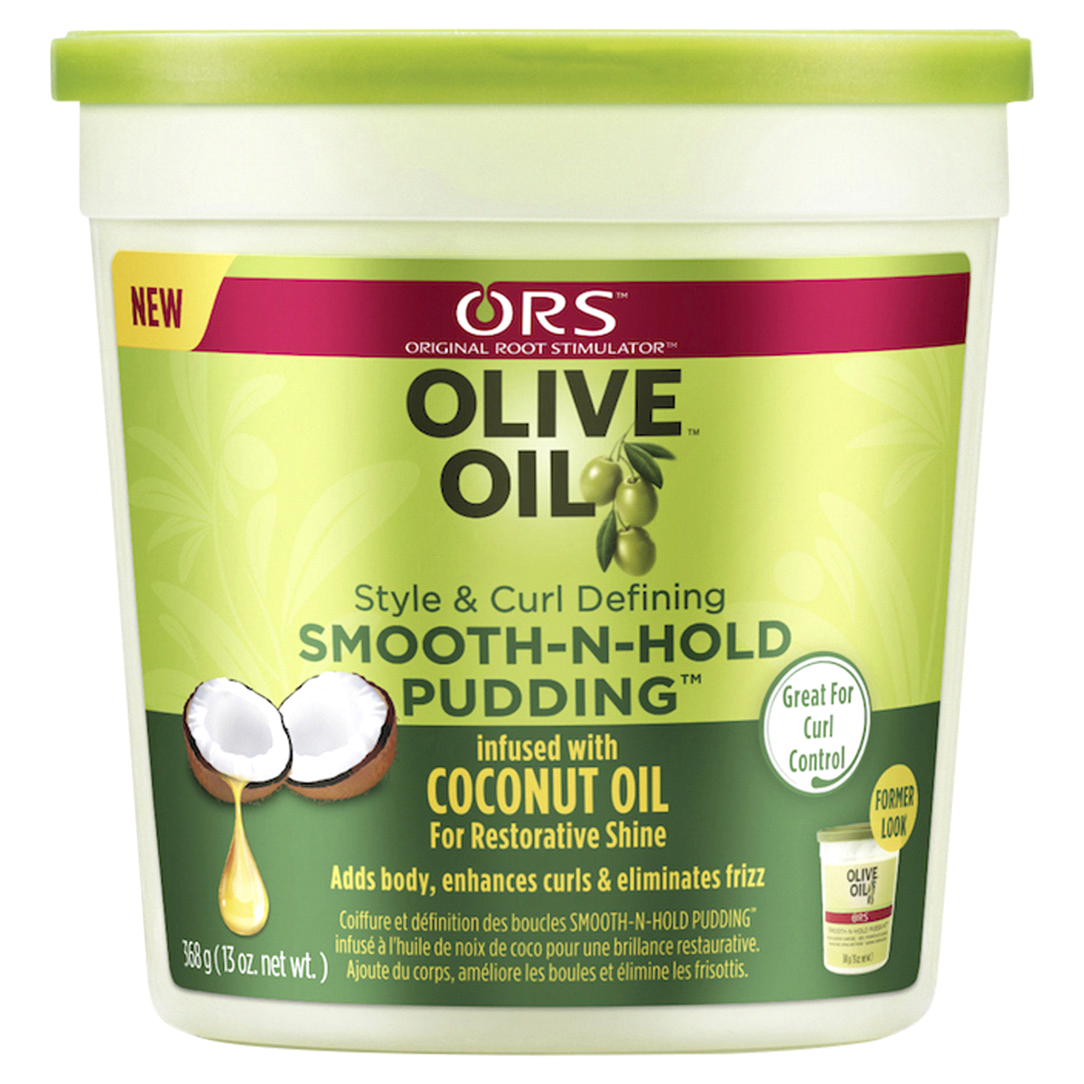 slide 1 of 4, ORS Ors Olive Oil Smooth & Hold Pudding, 13 oz