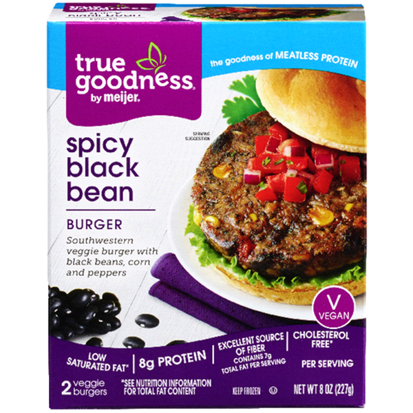 slide 1 of 1, True Goodness Spicy black Bean Burger, 8 oz