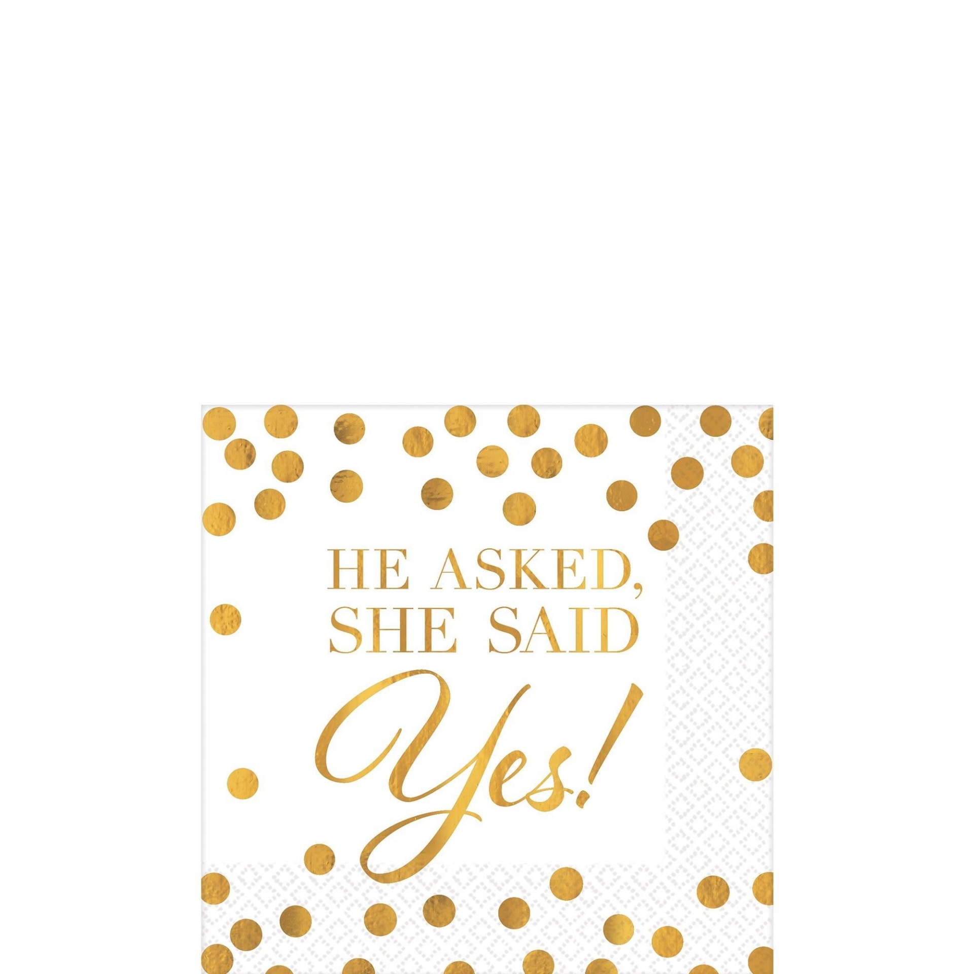 slide 1 of 1, Party City Gold She Said Yes Wedding Beverage Napkins, 16 ct
