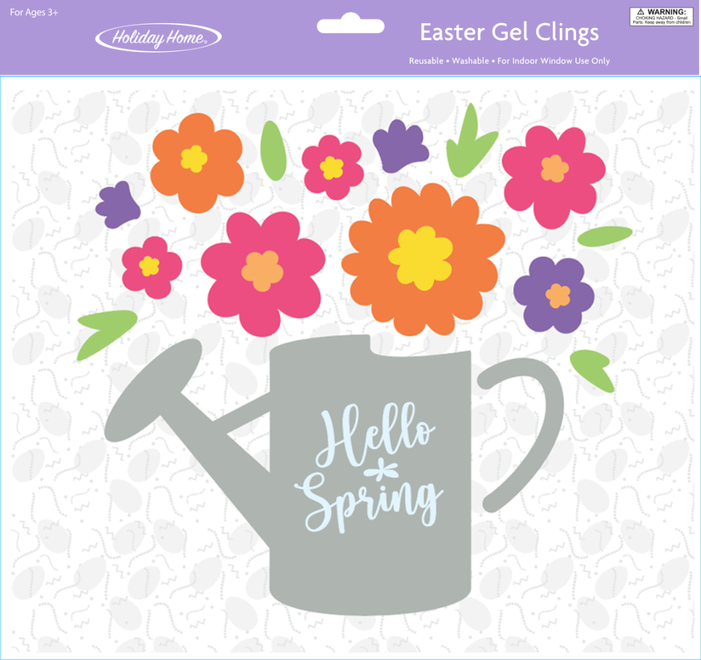 slide 1 of 1, Holiday Home® Easter Watering Can with Flowers Easter Gel Cling, 1 ct