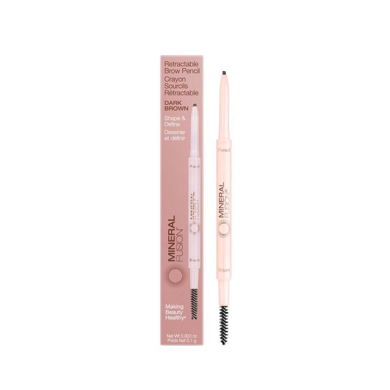 slide 1 of 1, Mineral Fusion Dual Ended Retractable Eyebrow Pencil - Dark Brown - 0.003oz, 1 ct