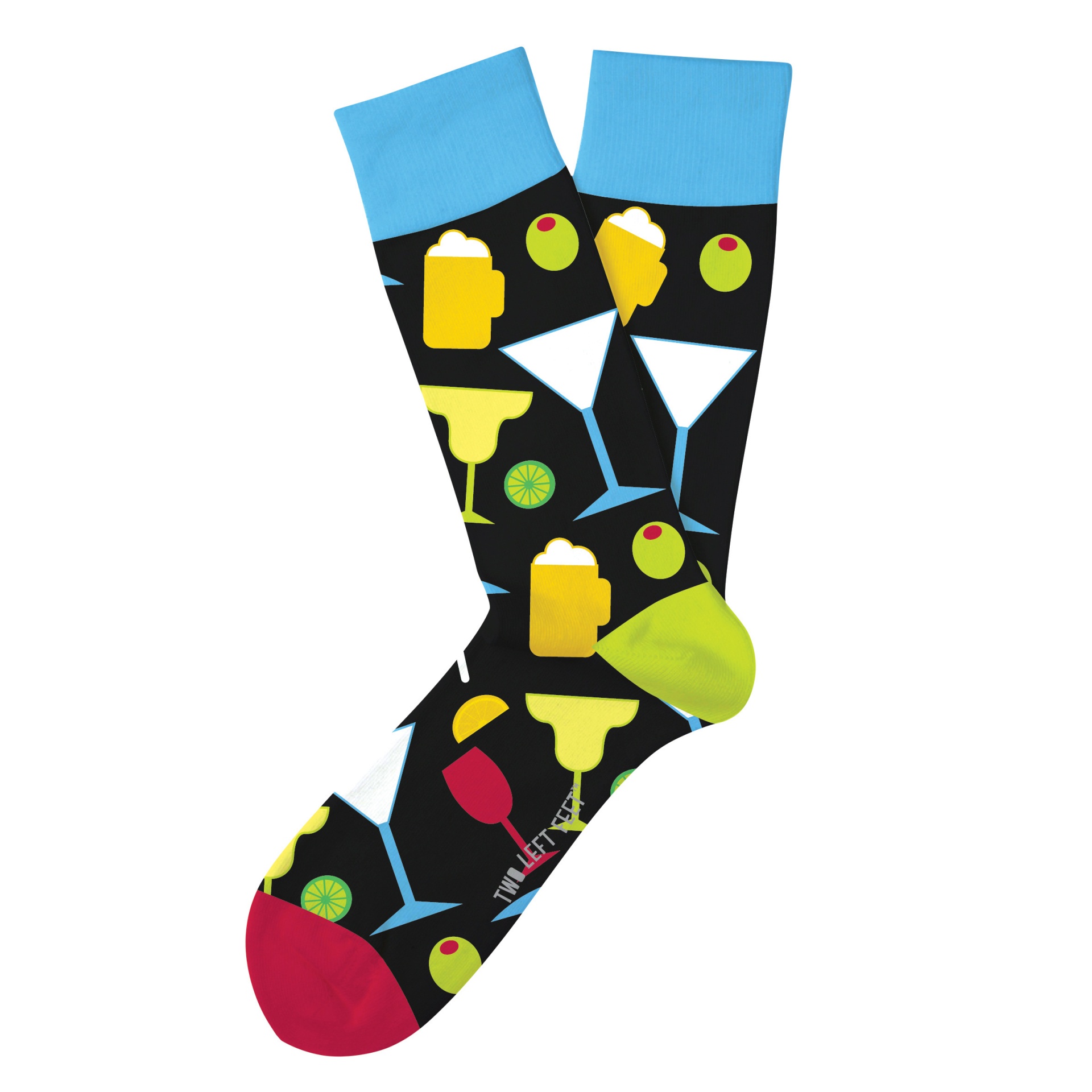 slide 1 of 1, Two Left Feet Happy Hour Small Feet Socks, 1 pair