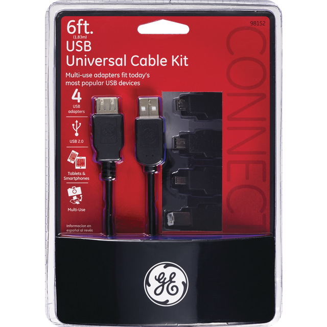 slide 1 of 1, GE LIGHTING - PL General Electric Multi Cable Usb 2.0 Kit W 4 Adapters, 1 ct