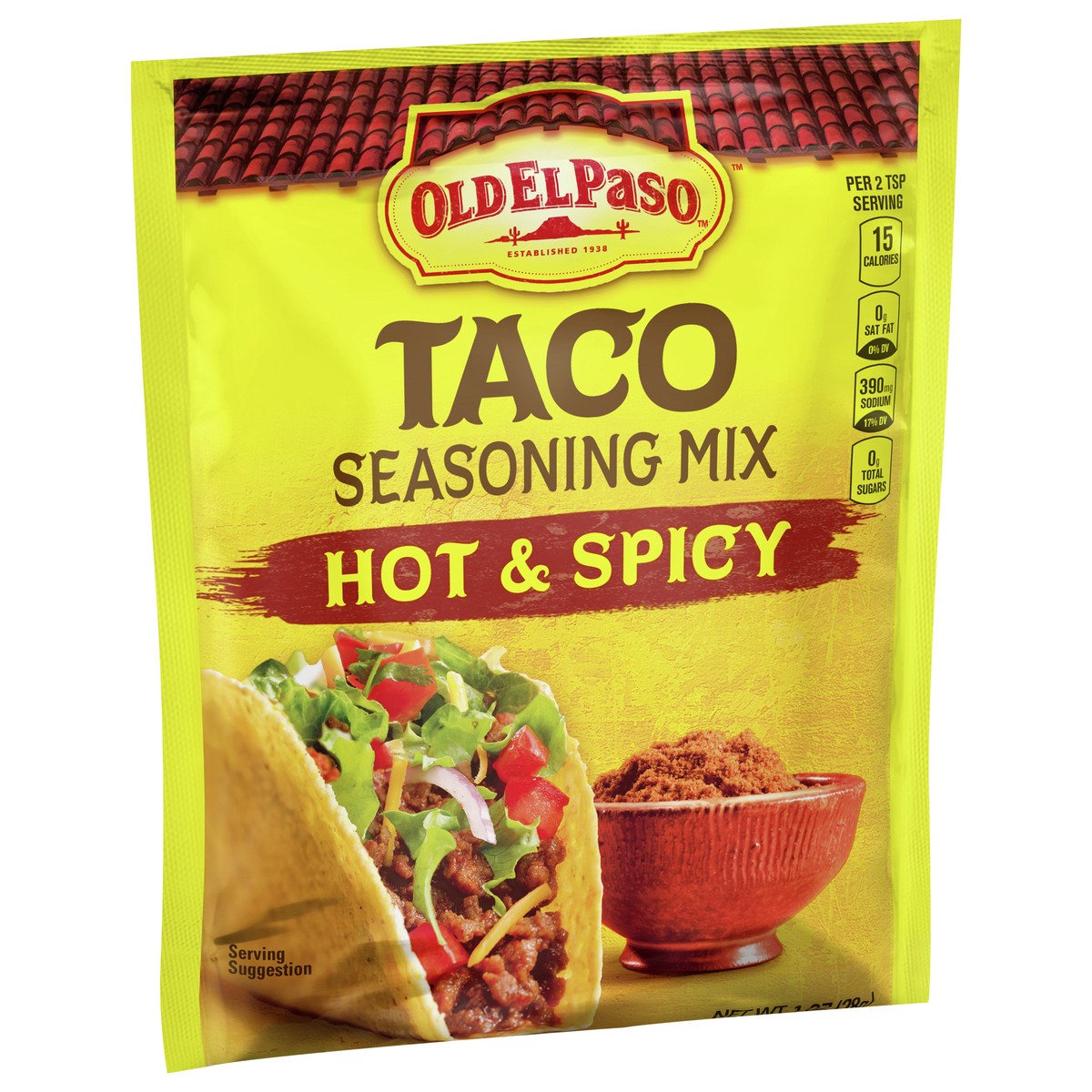 slide 2 of 9, Old El Paso Hot & Spicy Taco Seasoning, 1 oz., 1 oz