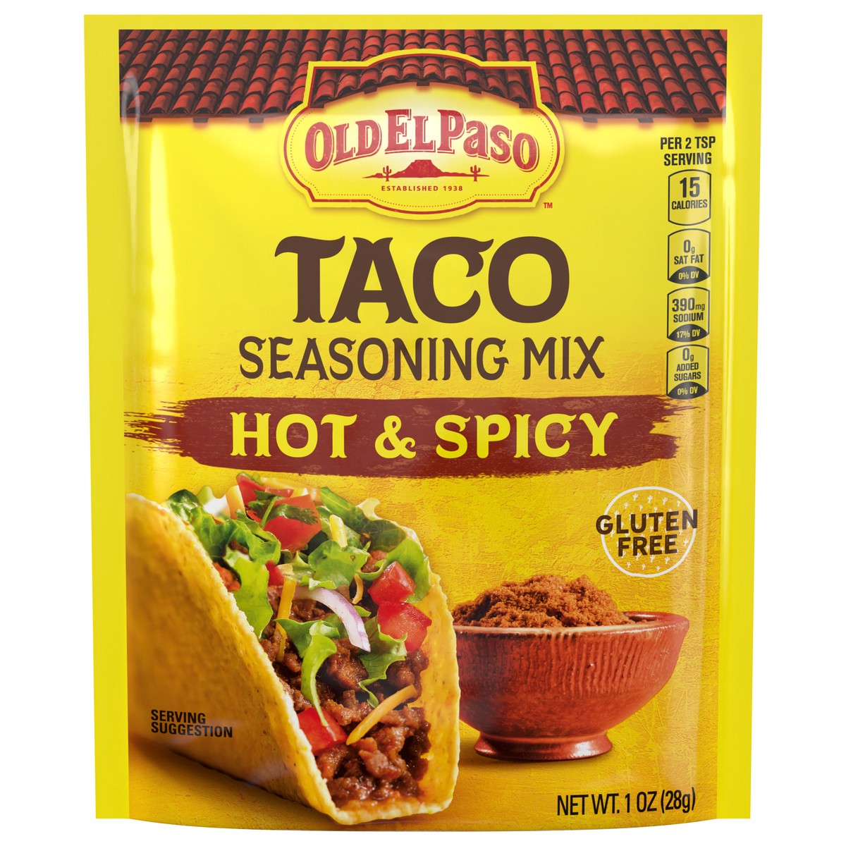 slide 1 of 9, Old El Paso Hot & Spicy Taco Seasoning, 1 oz., 1 oz