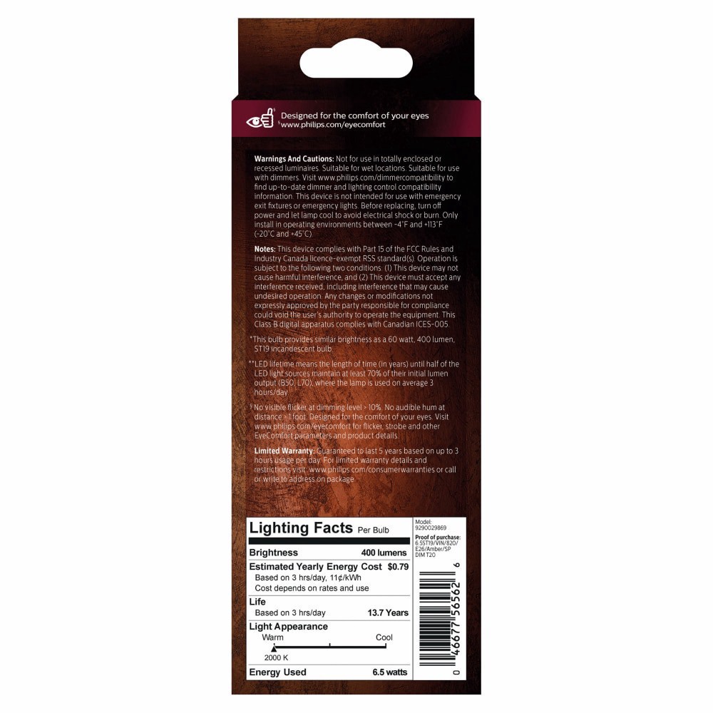 slide 2 of 2, Philips 6.5-Watt (60-Watt) Medium Base St19 Vintage Led Light Bulb, 1 ct