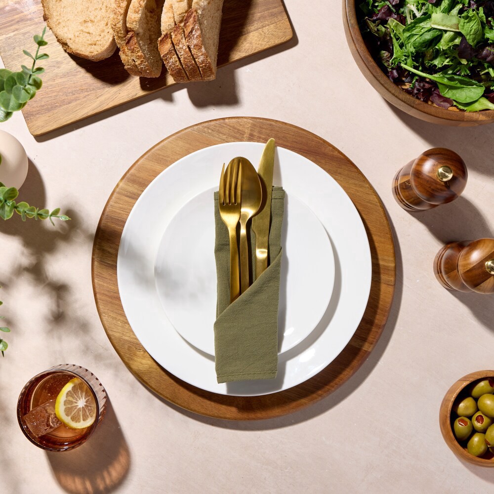 slide 4 of 4, Dash of That Charger 13" Acacia Wood Openstock Serveware, 13 in