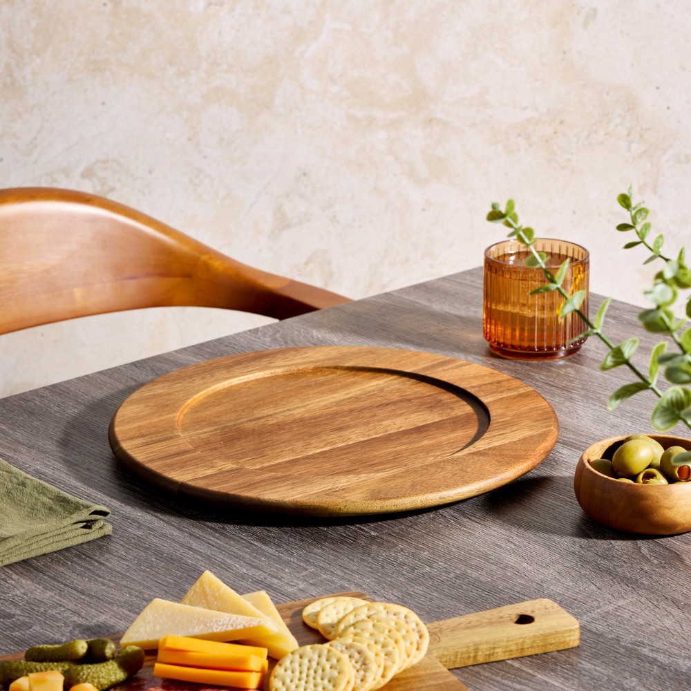 slide 2 of 4, Dash of That Charger 13" Acacia Wood Openstock Serveware, 13 in