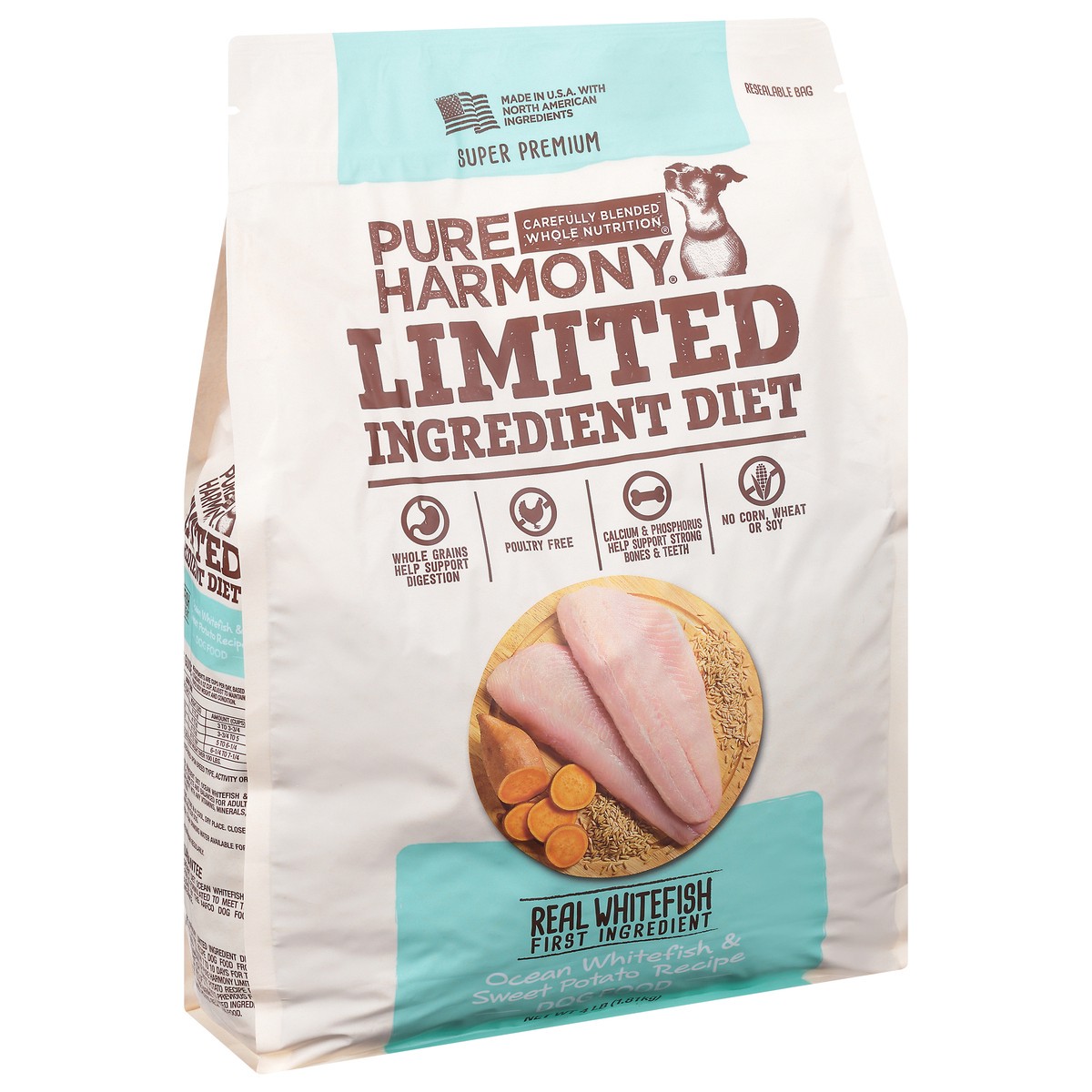 slide 2 of 9, Pure Harmony Super Premium Limited Ingredient Diet Ocean Whitefish & Sweet Potato Recipe Dog Food 4 lb, 4 lb