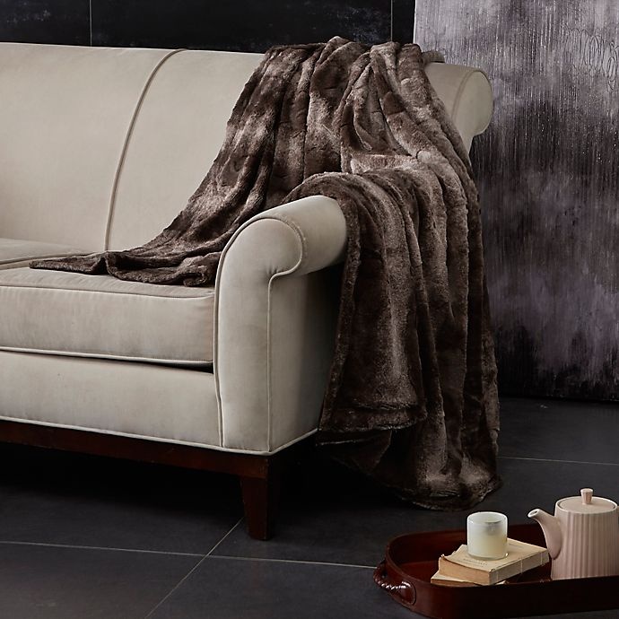 slide 1 of 4, Madison Park Zuri Oversized Reversible Faux-Fur Throw - Chocolate, 1 ct