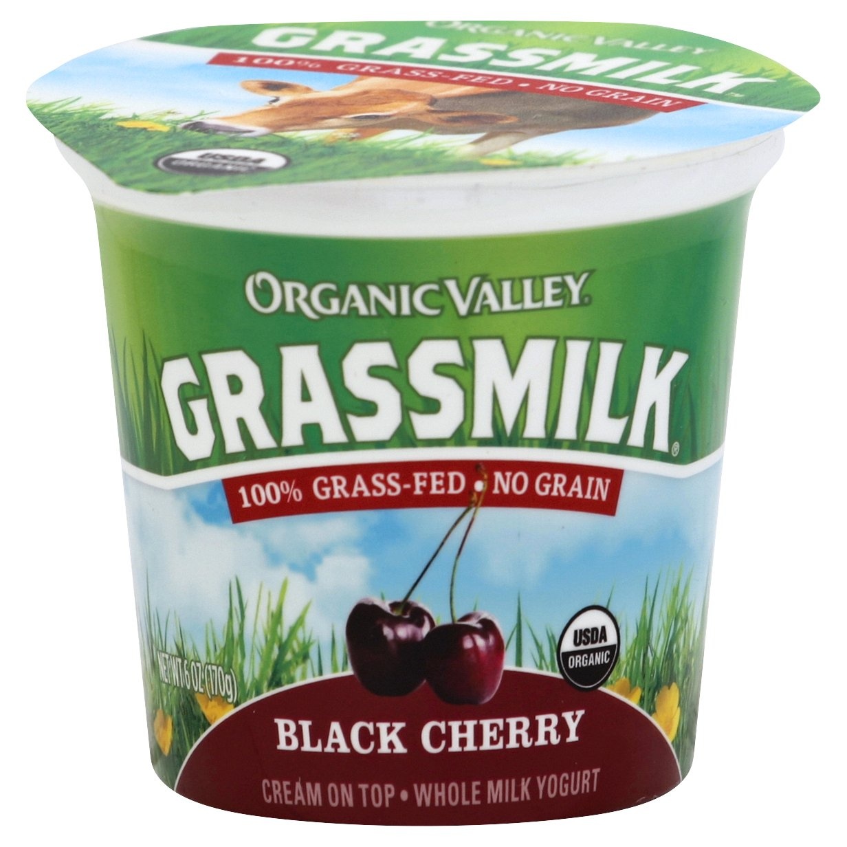 slide 1 of 6, Organic Valley Grassmilk Black Cherry Whole Milk Yogurt, 6 oz