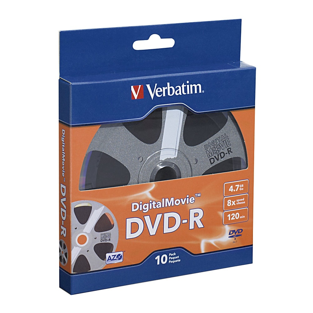 slide 1 of 3, Verbatim Digital Movie Dvd-R Bulk Box, Pack Of 10, 10 ct