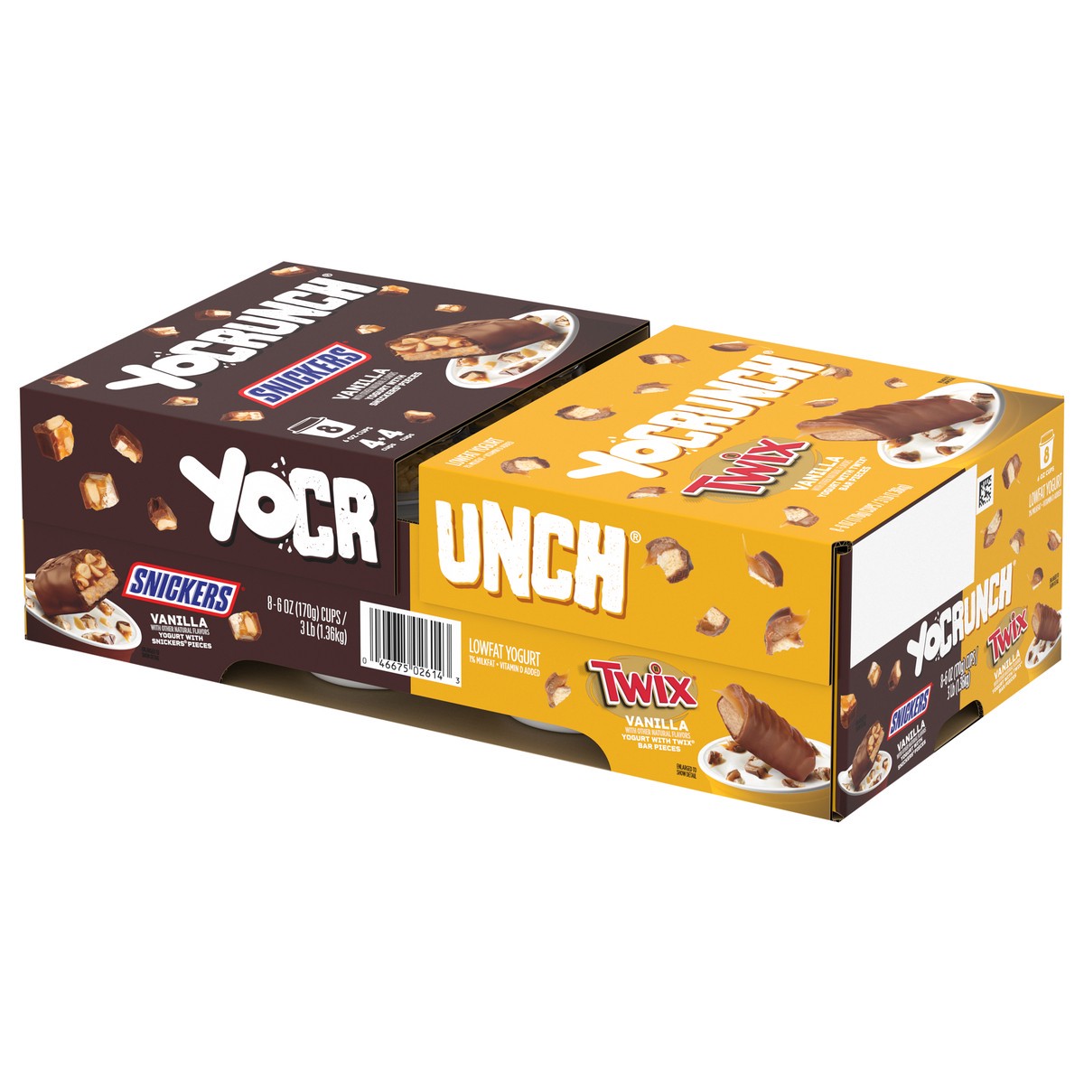 slide 3 of 9, YoCrunch Low Fat Yogurt Variety Pack, Vanilla Yogurt with Snickers and Twix, 6 oz., 8 Pack, 6 oz