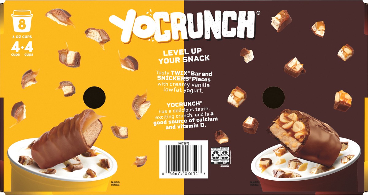 slide 9 of 9, YoCrunch Low Fat Yogurt Variety Pack, Vanilla Yogurt with Snickers and Twix, 6 oz., 8 Pack, 6 oz