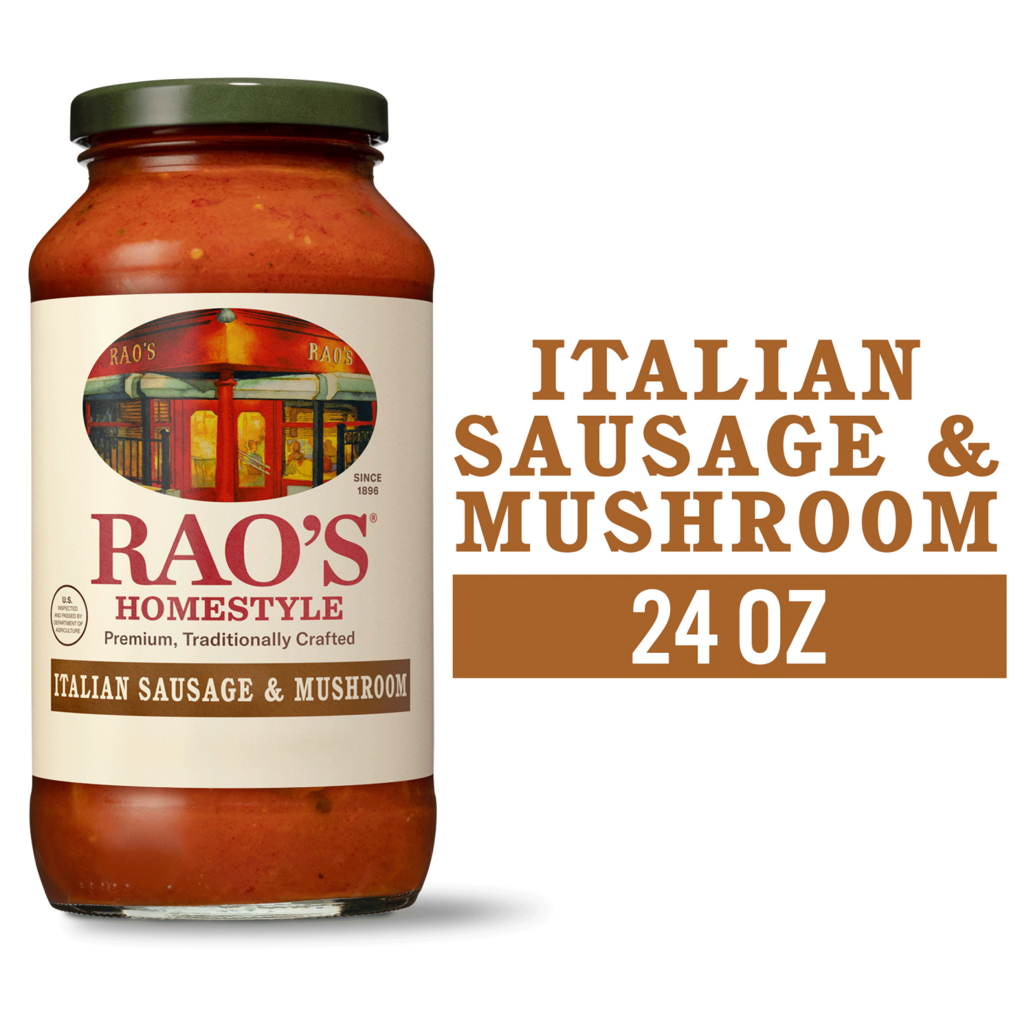 slide 1 of 8, Rao's Homemade Italian Sausage & Mushroom Sauce, 24 oz