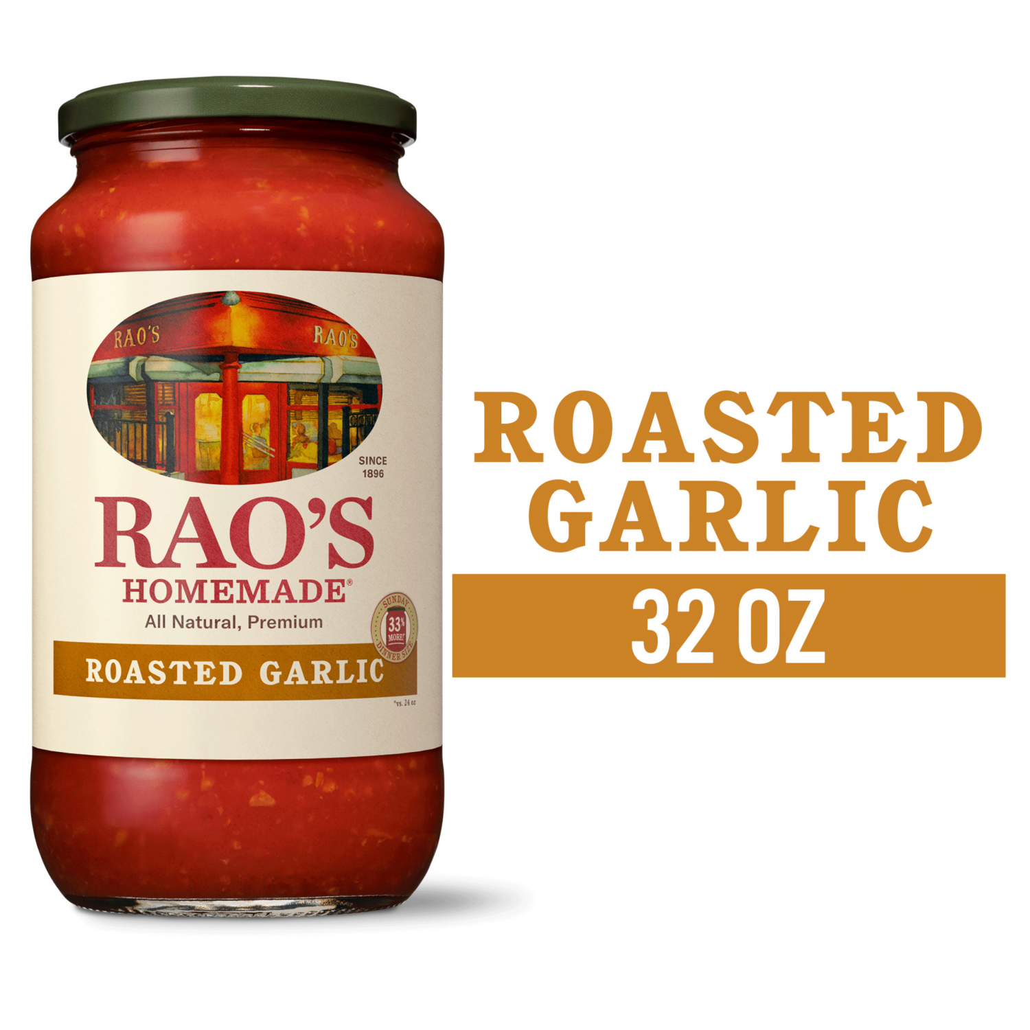 slide 1 of 7, Rao's Homemade Roasted Garlic Sauce 32 oz, 12 oz