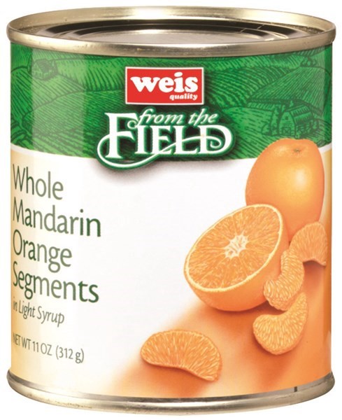 slide 1 of 1, Weis Quality Whole Mandarin Orange Segments in Light Syrup Canned Fruit, 11 oz