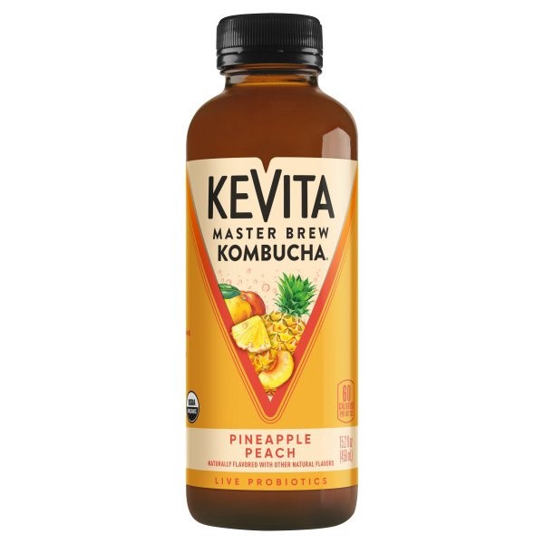 slide 1 of 3, KeVita Kombucha, Pineapple Peach, 15.2 fl oz