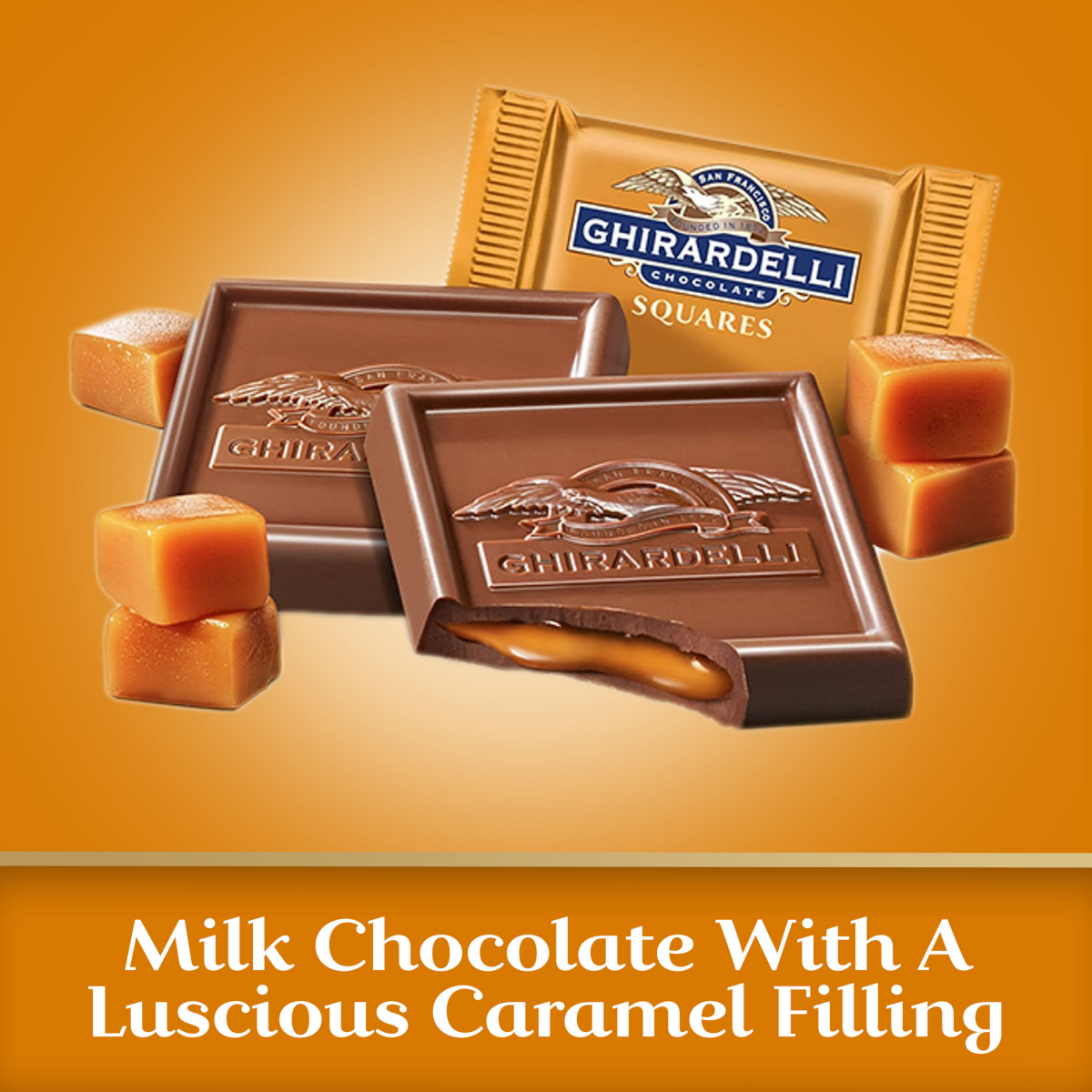 slide 6 of 6, GHIRARDELLI Milk Chocolate Squares with Caramel Filling, 15.96 oz Bag, 15.96 oz