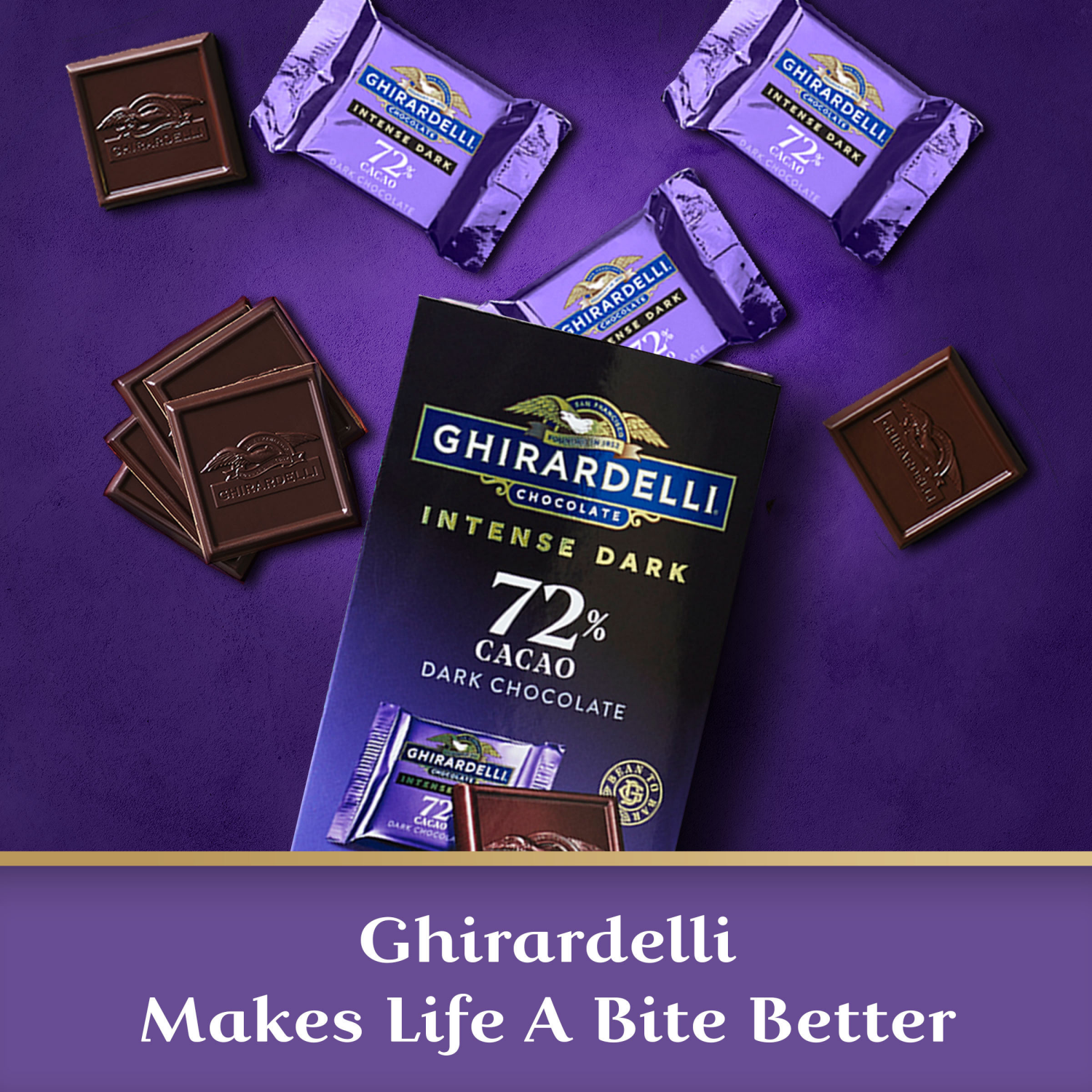 slide 3 of 3, Ghirardelli Holiday Intense Dark 72% Cacao Chocolate Square, 4.1 oz