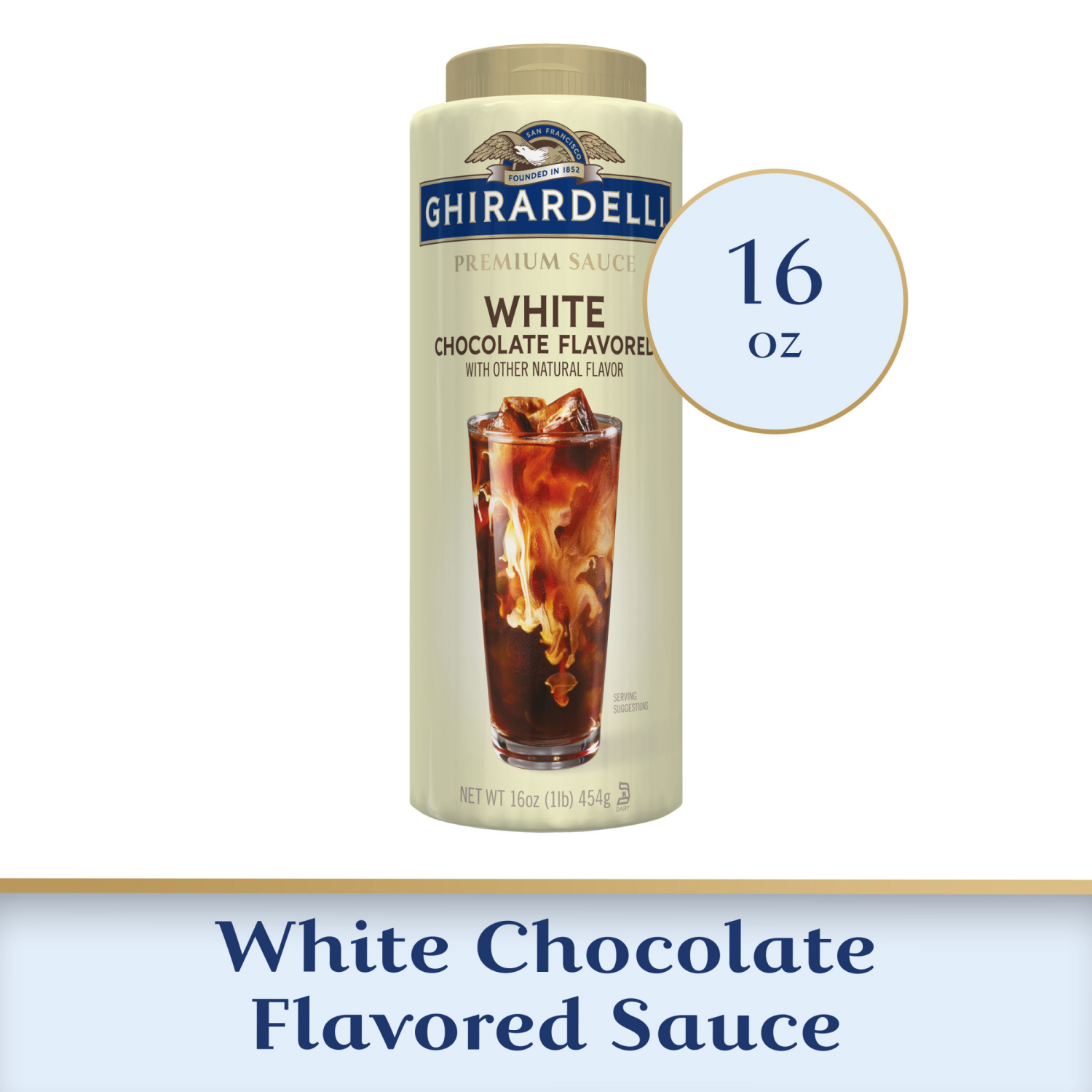 slide 1 of 4, GHIRARDELLI Premium White Chocolate Flavored Sauce Bottle, 16 oz