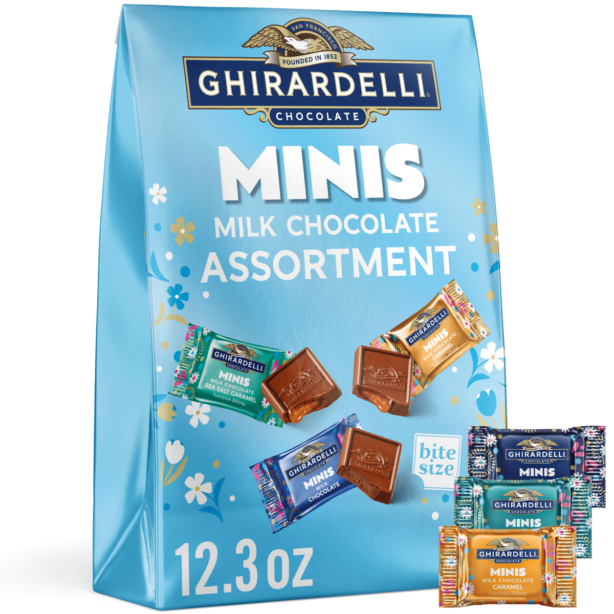 slide 1 of 6, GHIRARDELLI Minis Milk Chocolate Assortment, 12.3 oz Bag, 12.3 oz