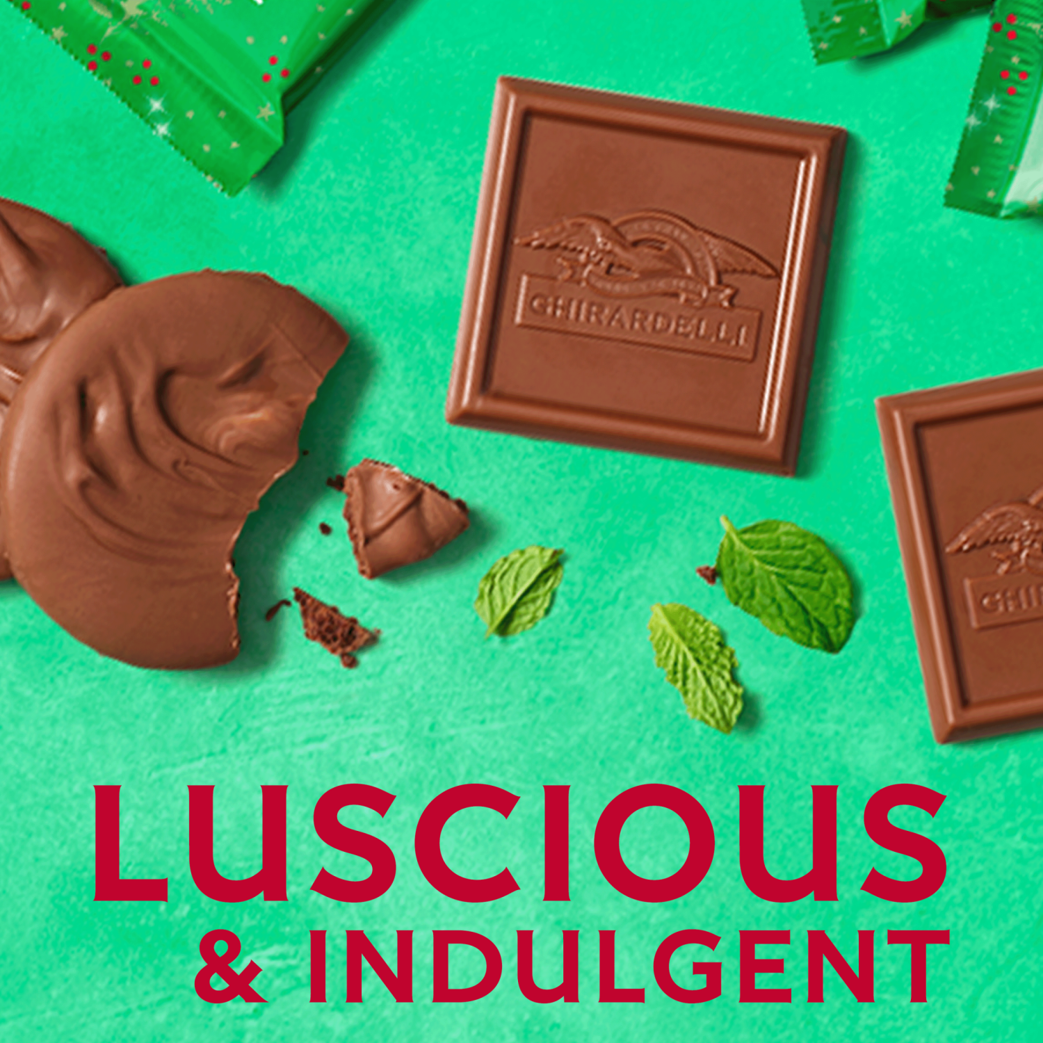 slide 5 of 7, Ghirardelli Squares Milk Chocolate Mint Cookie Christmas Candy, 7.1 oz