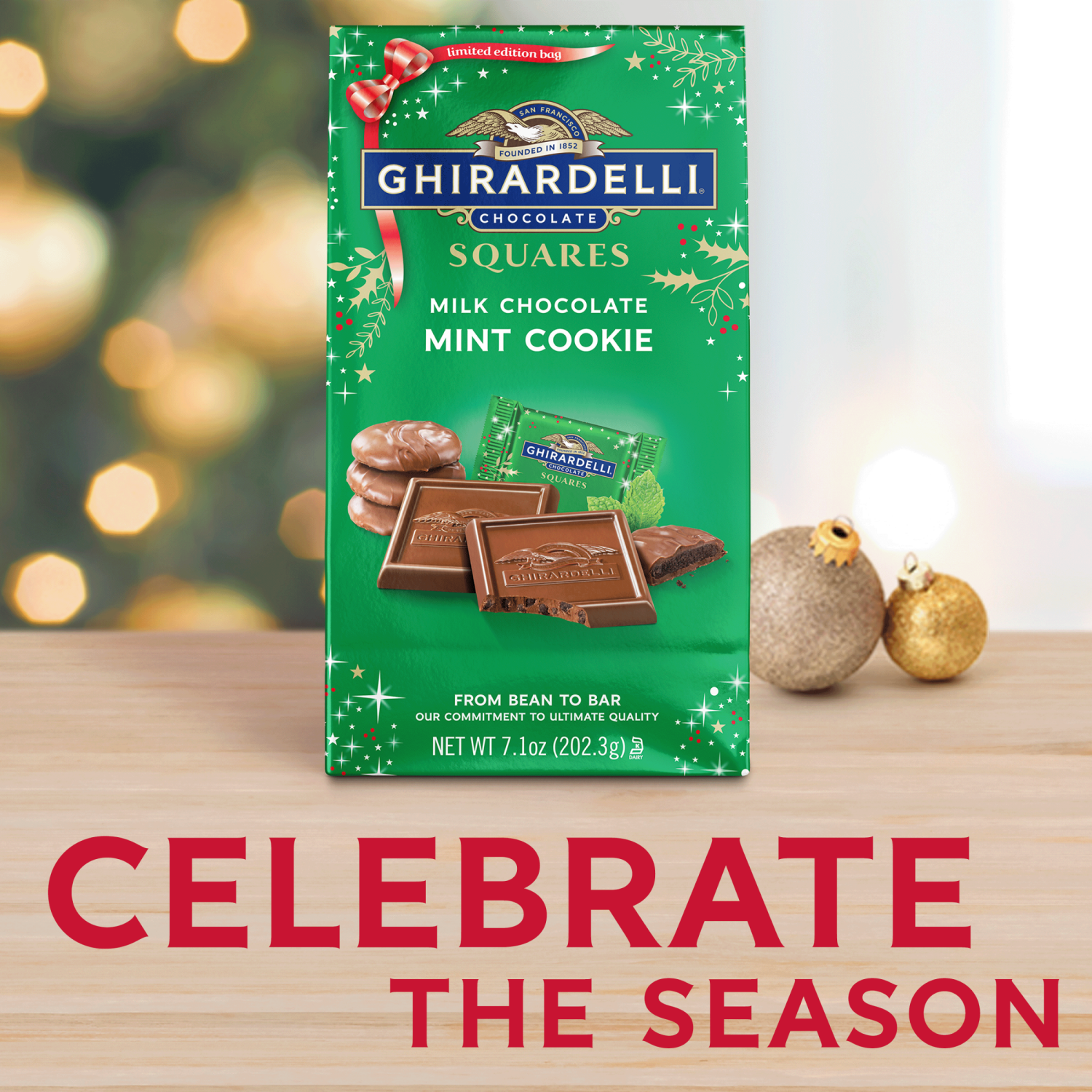 slide 7 of 7, Ghirardelli Squares Milk Chocolate Mint Cookie Christmas Candy, 7.1 oz